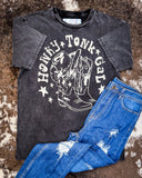 Honky Tonk Gal Vintage Graphic Tee - Black Acid Wash - Apparel - Country Deep Apparel - Bronco Western Supply Co.
