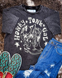 Honky Tonk Gal Vintage Graphic Tee - Black Acid Wash - Apparel - Country Deep Apparel - Bronco Western Supply Co.