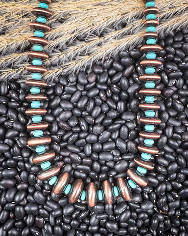 Hot Shot Navajo Style Pearl Fashion Necklace - Copper - Jewelry - Blue Tortoise - Bronco Western Supply Co.