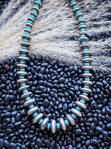 Hot Shot Navajo Style Pearl Fashion Necklace - Silver - Jewelry - Blue Tortoise - Bronco Western Supply Co.