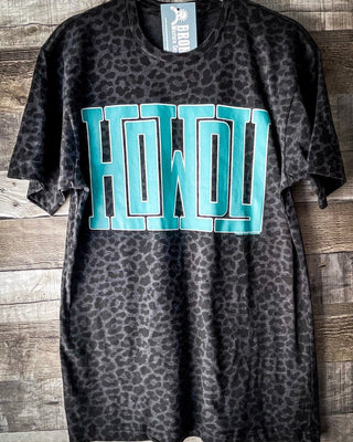 Howdy Block Graphic Tee - Black Leopard - Western Tee -Bronco Western Supply Co. 
