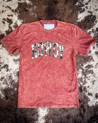 Howdy Cow Print Graphic Tee - Vintage Wine - Apparel - Bronco Western Supply Co. - Bronco Western Supply Co.