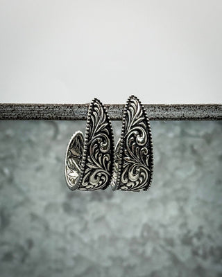 Ironleaf Etched Hoop Earrings with Rope Detail – Jewelry from Bronco Western Supply Co.