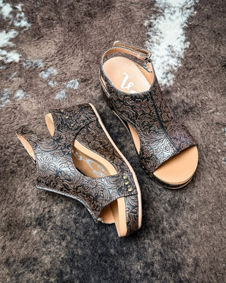 Isabella Tooled Wedge in Chocolate by Very G – Women's Shoes from Bronco Western Supply Co.