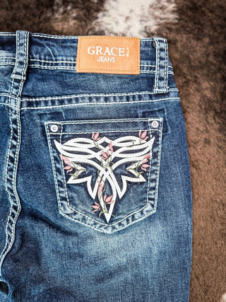 Ivory Rose Easy Boot Jeans in Dark Wash by Grace in LA – Apparel from Bronco Western Supply Co.