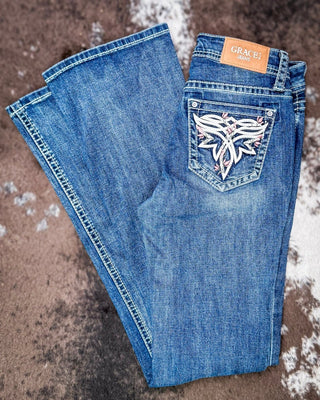 Ivory Rose Easy Boot Jeans in Dark Wash by Grace in LA – Apparel from Bronco Western Supply Co.