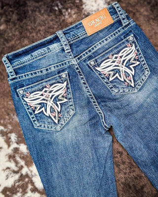 Ivory Rose Easy Boot Jeans in Dark Wash by Grace in LA – Apparel from Bronco Western Supply Co.