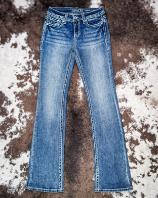Ivory Rose Easy Boot Jeans in Dark Wash by Grace in LA – Apparel from Bronco Western Supply Co.