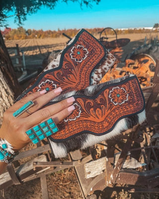 Jessie Jane Hide and Tooled Wallet in Brown by Haute Southern Hyde – Purses & Wallets from Bronco Western Supply Co.