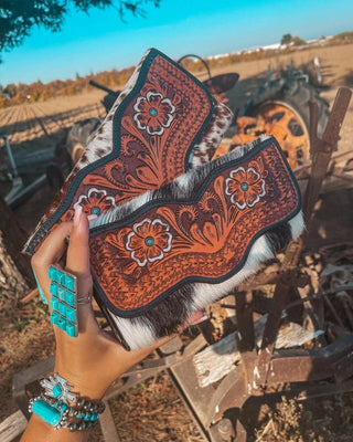 Jessie Jane Hide and Tooled Wallet in Brown by Haute Southern Hyde – Purses & Wallets from Bronco Western Supply Co.