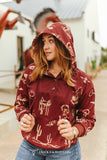 Desert Rodeo Graphic Hoodie – Burgundy Western Pullover