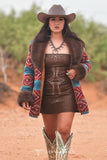 Sedona Luxe Aztec Fur Coat – Turquoise & Maroon Wool Blend