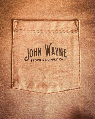 John Wayne Stock & Supply Co. Hooey T-Shirt - Light Brown – Apparel from Bronco Western Supply Co.