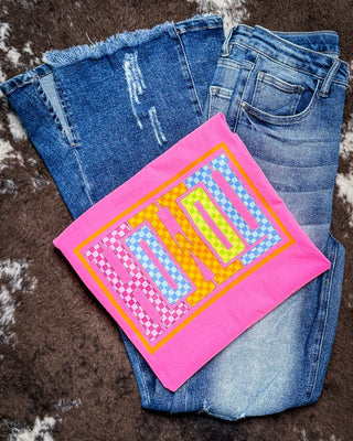 Jolene Howdy Graphic Tee in Neon Pink – Apparel from Bronco Western Supply Co.