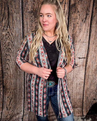 Jonelle Vintage Coral Aztec Mesh Duster – Apparel from Bronco Western Supply Co.