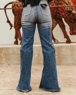 Jordan High Rise Medium Wash Distressed Flare Jeans – Apparel from Bronco Western Supply Co.