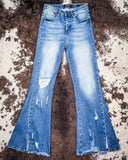 Jordan High Rise Medium Wash Distressed Flare Jeans - Apparel - Lucky & Blessed - Bronco Western Supply Co.
