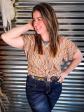 Josie Khaki Aztec Dolman Short Sleeve Button Down Top - Apparel - Lucky & Blessed - Bronco Western Supply Co.