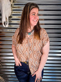 Josie Khaki Aztec Dolman Short Sleeve Button Down Top - Apparel - Lucky & Blessed - Bronco Western Supply Co.