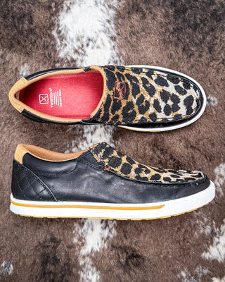 Kaia Twisted X Slip - On Kicks - Black and Cheetah – Women's Shoes from Bronco Western Supply Co.