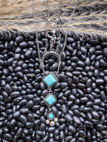 Kaylee Layered Fashion Necklace - Silver - Jewelry - Blue Tortoise - Bronco Western Supply Co.