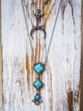 Kaylee Layered Fashion Necklace - Silver - Jewelry - Blue Tortoise - Bronco Western Supply Co.