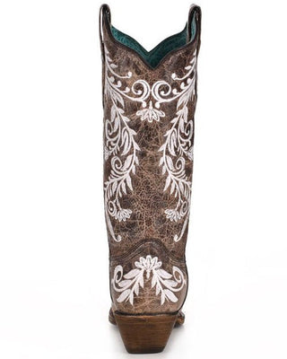 back of boot with white back drop