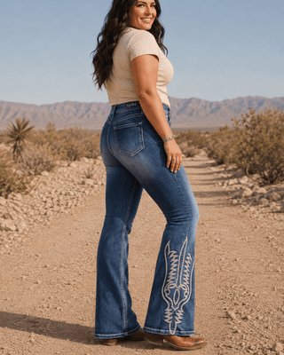 Lariat Stitch Bootcut Jeans in Medium Wash by Grace in LA – Apparel from Bronco Western Supply Co.