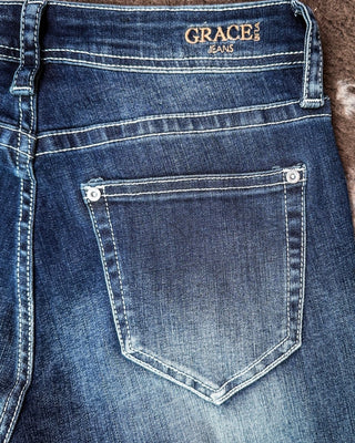 Lariat Stitch Bootcut Jeans in Medium Wash by Grace in LA – Apparel from Bronco Western Supply Co.