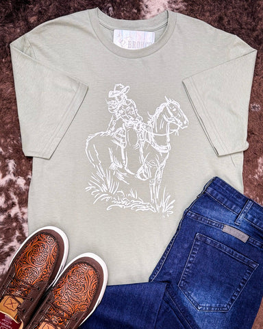 Legacy Rider Graphic Tee - Sage - Shirts & Tops - Ranch Girl Gear - Bronco Western Supply Co.