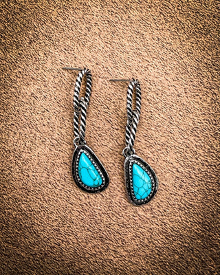 Lennox Blue Teardrop Chain Stud Earrings – Jewelry from Bronco Western Supply Co.