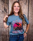 Let it Ride Rodeo Tour Graphic Tee - Slate Blue - Shirts & Tops - Ranch Swag - Bronco Western Supply Co.