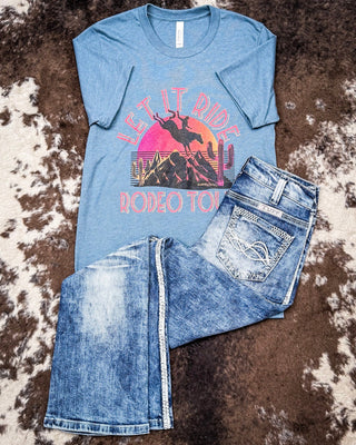 Let it Ride Rodeo Tour Graphic Tee - Slate Blue – Shirts & Tops from Bronco Western Supply Co.