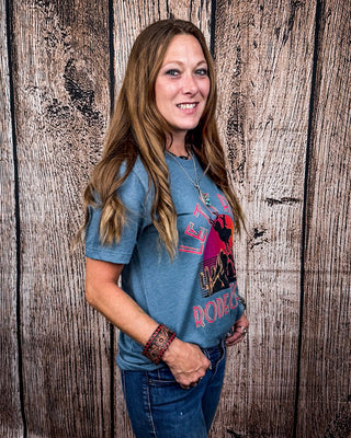 Let it Ride Rodeo Tour Graphic Tee - Slate Blue – Shirts & Tops from Bronco Western Supply Co.