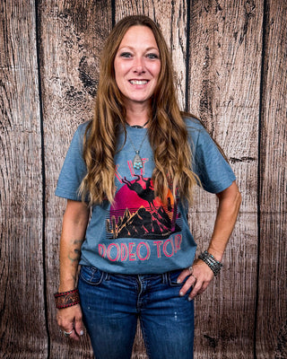 Let it Ride Rodeo Tour Graphic Tee - Slate Blue – Shirts & Tops from Bronco Western Supply Co.