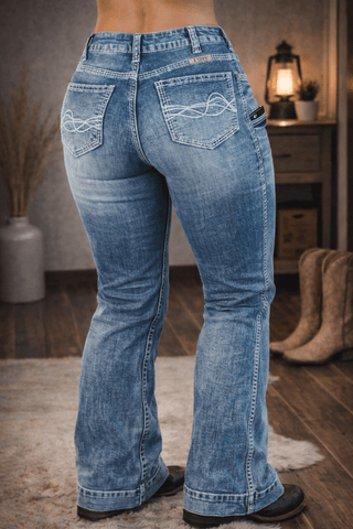 Light DFMI Trouser Jeans by Cowgirl Tuff – Apparel from Bronco Western Supply Co.