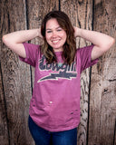 Lightning Cowgirl Distressed Graphic Tee - Vintage Berry - Apparel - Country Deep Apparel - Bronco Western Supply Co.