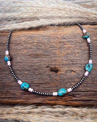 Livia Pink Conch and Turquoise Sterling Silver Necklace – Jewelry from Bronco Western Supply Co.