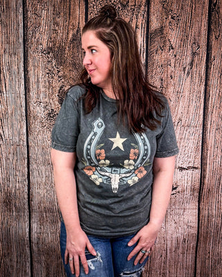Lone Star Bloom Graphic Tee - Gray – Apparel from Bronco Western Supply Co.