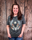 Lone Star Bloom Graphic Tee - Gray - Apparel - Lotus Fashion - Bronco Western Supply Co.