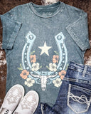 Lone Star Bloom Graphic Tee - Gray - Apparel - Lotus Fashion - Bronco Western Supply Co.