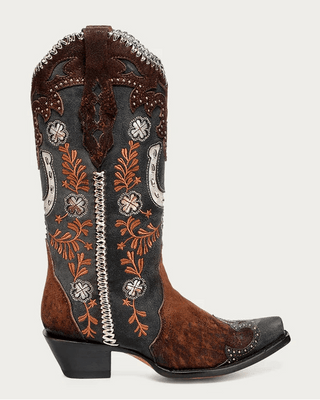 Lucky Bramble Horseshoe Snip Toe Boots in Brown by Corral Boots – Women's Boots from Bronco Western Supply Co.