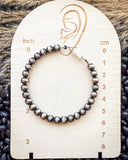 Marcy Navajo Style Pearl Hoop Fashion Earrings - Jewelry - Blue Tortoise - Bronco Western Supply Co.