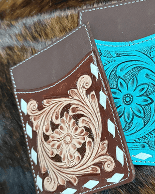 Maren Tooled Leather Card Holder in Brown by Countryside Co. – Purses & Wallets from Bronco Western Supply Co.