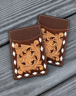 Maren Tooled Leather Card Holder in Brown by Countryside Co. – Purses & Wallets from Bronco Western Supply Co.