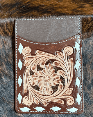 Maren Tooled Leather Card Holder in Brown by Countryside Co. – Purses & Wallets from Bronco Western Supply Co.