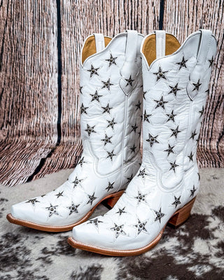 Marfa Black Star Leather Boots - Ice and Silver – Women's Shoes from Bronco Western Supply Co.