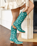 Marfa Black Star Leather Boots - Turquoise and Champagne - Women's Shoes - Black Star - Bronco Western Supply Co.