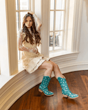 Marfa Black Star Leather Boots - Turquoise and Champagne - Women's Shoes - Black Star - Bronco Western Supply Co.