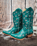Marfa Black Star Leather Boots - Turquoise and Champagne - Women's Shoes - Black Star - Bronco Western Supply Co.